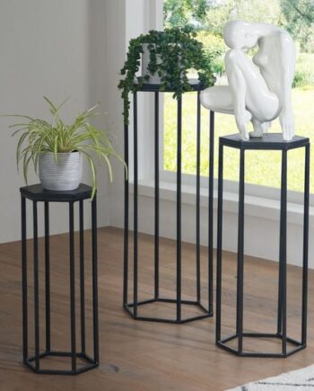 Sekskantede Borde Med   Stk   Massivt Mangotræ  Planteborde   Blomsterborde  Sort