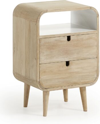 Sengebord Georg   Kave Home Massivt Mangotræ Med Hvidlakeret Bordplade  H60ã B30ã L40 Cm