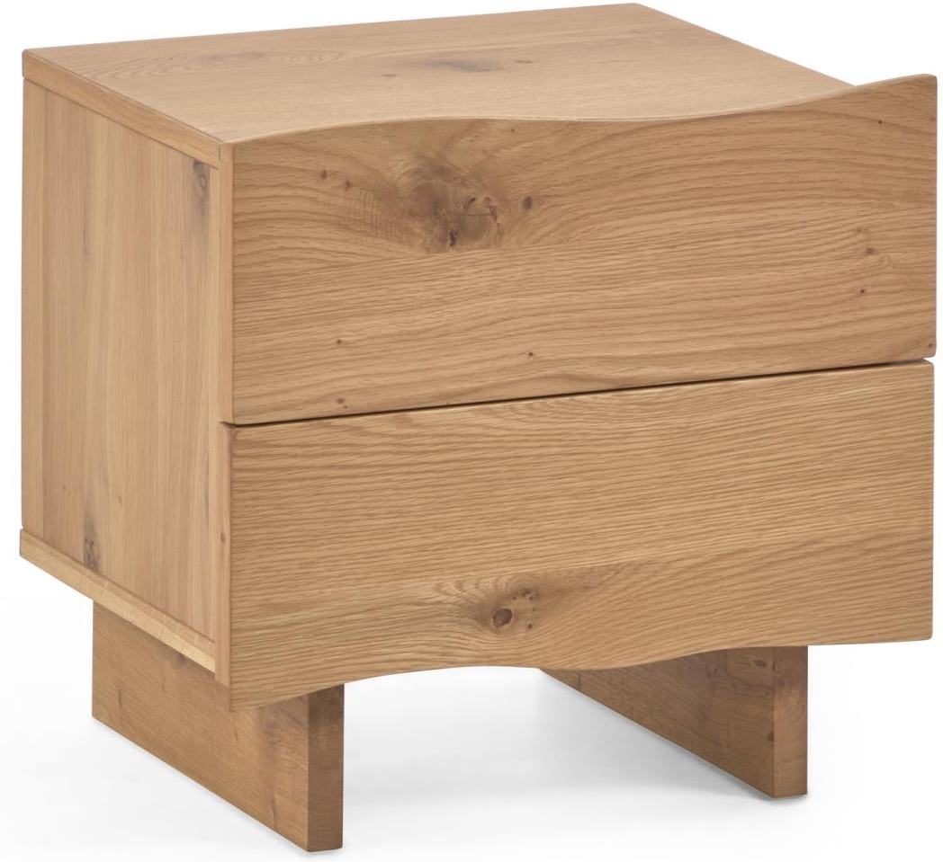 Sengebord Kave Home Rasha Rustikt Kolonialt Finértræ Med Skuffer Voksbehandlet Naturfinish H45 B49 D41 Cm