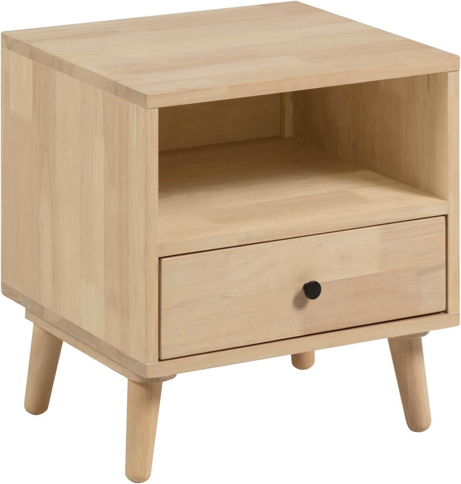 Sengebord Kave Home Wari Natbord Nordisk Design Lyst Gummitræ Med Skuffe Hylde 54x45x50 Cm