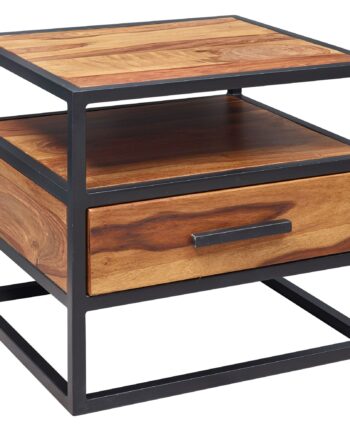 Sengebord   Natbord   Træ  50   45   45 Cm  Brun Med Sort