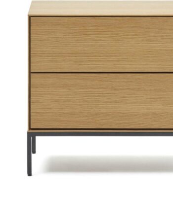 Sengebord Nattebord Kave Home Vedrana   Egetræsfinér Og Stål H55xb40xl60 Cm   Naturlig Sort