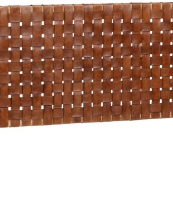 Sengegavl Kave Home Calixta Rustik   Teak Og Håndflettet Brun Læder Til 135-150 Cm Seng