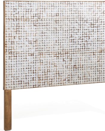 Sengegavl Kave Home Kron Rustik   Massivt Mangotræ   Kokosnøddeskaller Hvid Natur H135xl174 Cm