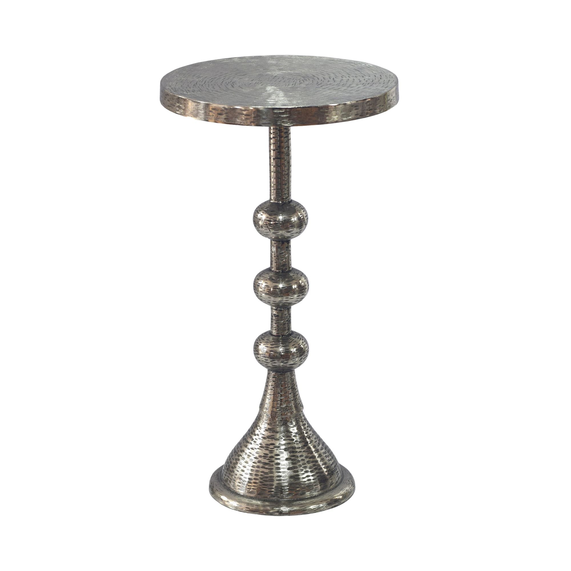 Sidebord Aluminium Sølvfarvet 30cm Rundt Bord Metal Dekorativt Bord Aluminium Orientalsk Håndlavet