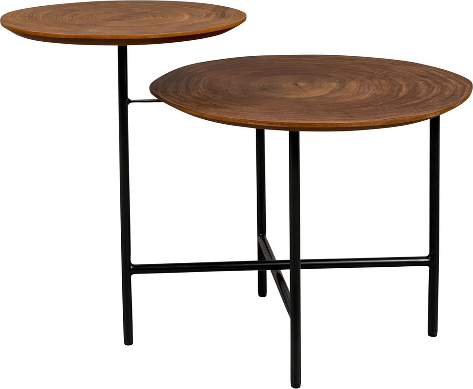 Sidebord Dutchbone Mathison Kaffefarvet Valnøddetræfinér Med Sort Jernbund H54ã B75ã L48 Cm