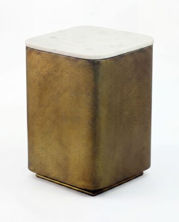 Sidebord   Metal Med Hvid Marmorbordplade 33   33 Cm Håndlavet