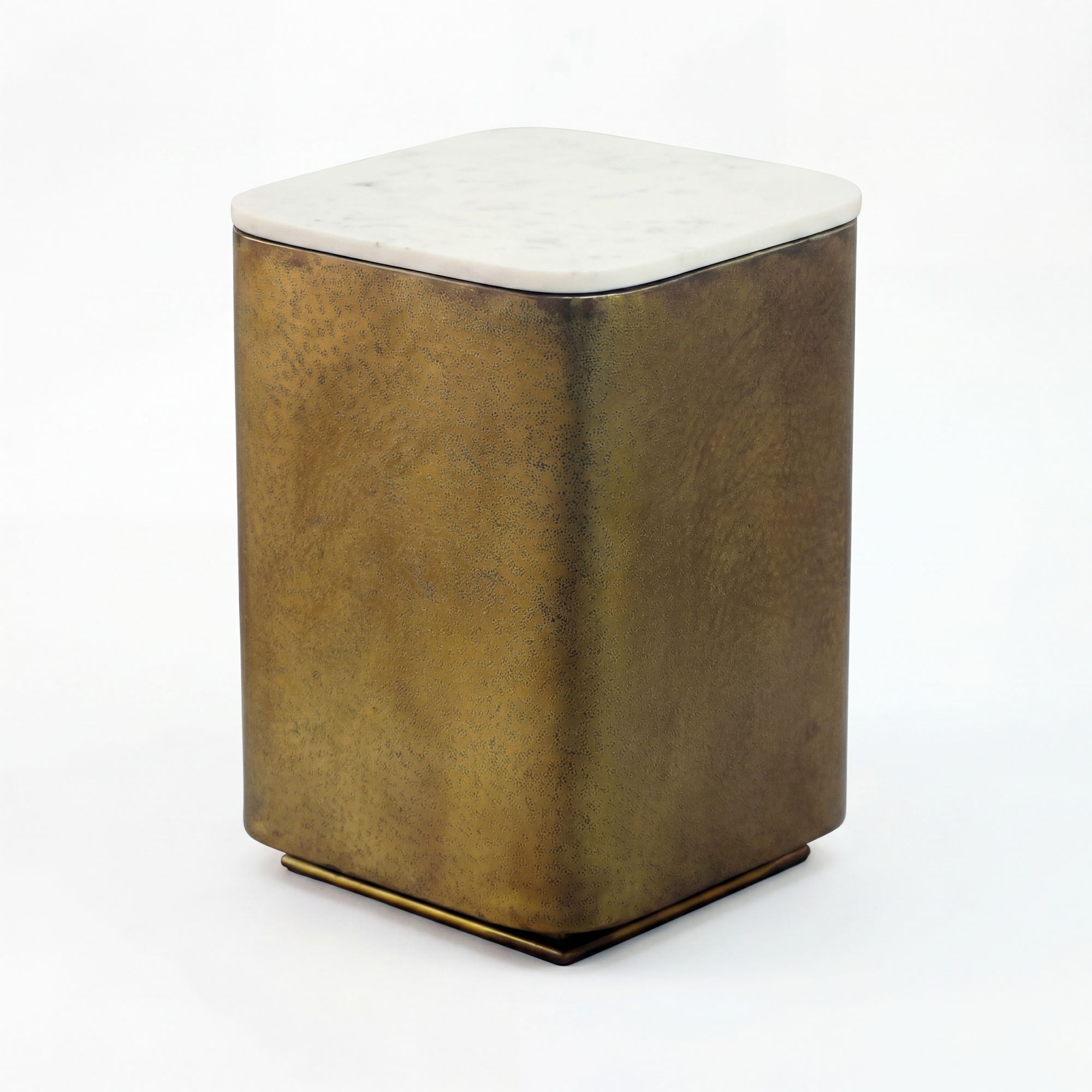 Sidebord Metal Med Hvid Marmorbordplade 33 33 Cm Håndlavet