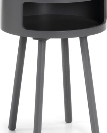 Sidebord Kave Home Kurb Grå Mdf   Gummitræ Med Hylde 40ã 40x56 Cm
