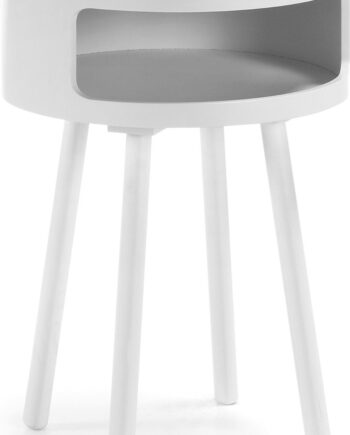 Sidebord Kave Home Kurb Rund ø40 Cm Hvid Mdf Med Hylde