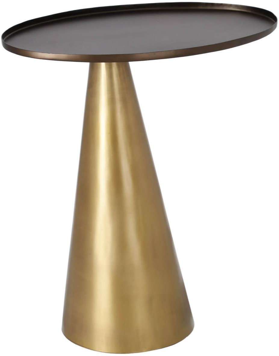 Sidebord Kave Home Liliane Metal Med Galvaniseret Finish Konisk Base Oval Top Guld Sort H52 B46 Cm