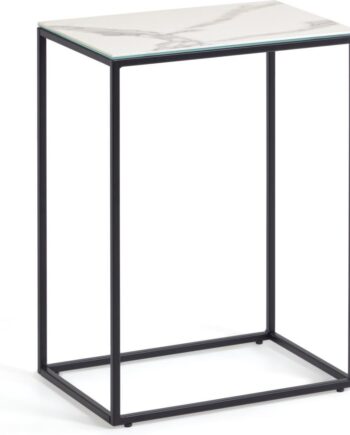 Sidebord Kave Home Rewena Hvid Keramisk Bordplade Stålbase 60x45x30 Cm