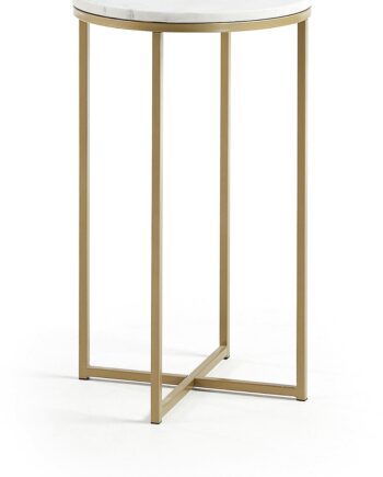 Sidebord Kave Home Sheffield   Hvid Marmor Med Guldfarvet Metalstel H71x43x43 Cm