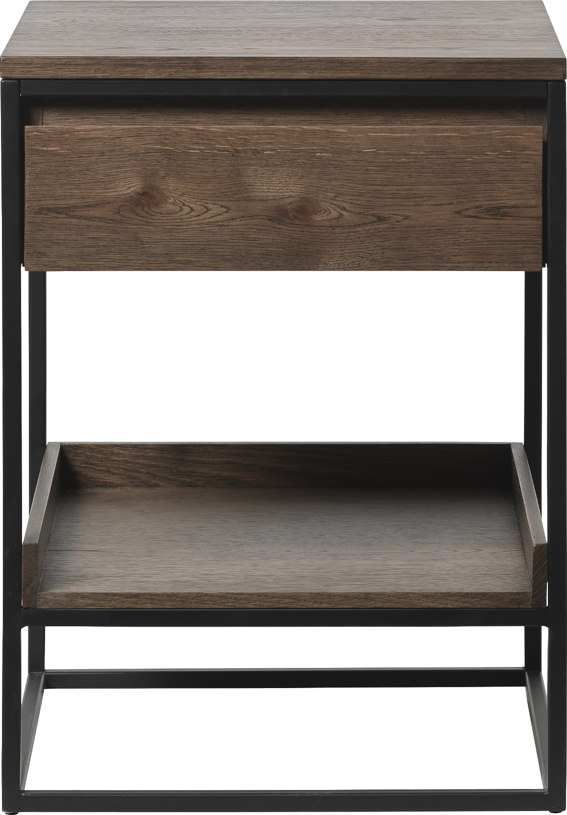 Sidebord Nordique Design Rivoli Røget Egetræ Metal Med Skuffe Hylde H60x45 Cm