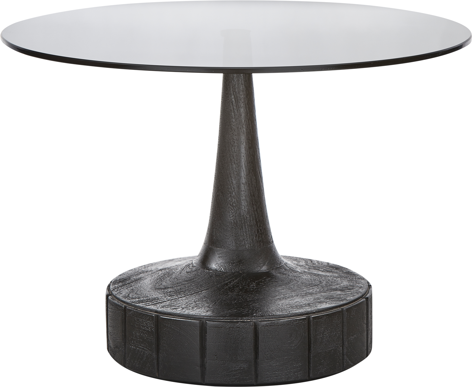 Sidebord Woood Collection Soya Sort Mangotræ Med Rund Glasplade ø60 H43