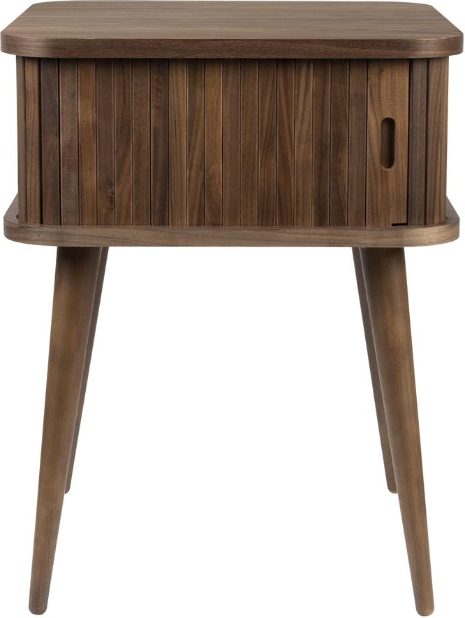 Sidebord Zuiver Barbier Valnødfinér Med Skydedør Gummitræ 45ã 45 Cm H59 Cm