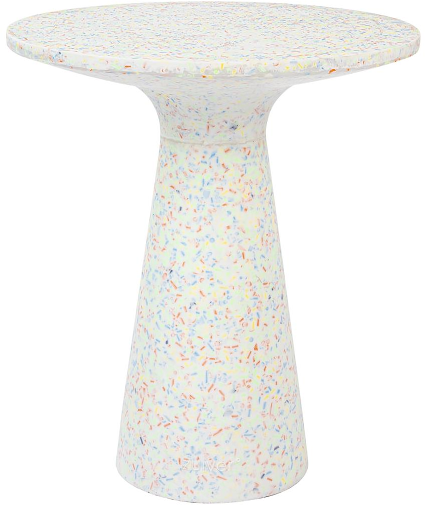 Sidebord Zuiver Victoria Rundt Stuebord Offwhite Terrazzo ø40 H45 Cm