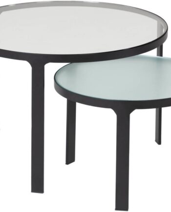 Sideborde Kave Home Oni  -pak Småborde Industrielt   Sort Stål Og Hærdet Glas ø70 ø50 H43
