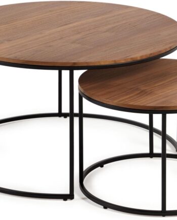 Sidebordssæt   Stk  Kave Home Yoana H45   ø80 Cm  Valnød Sort