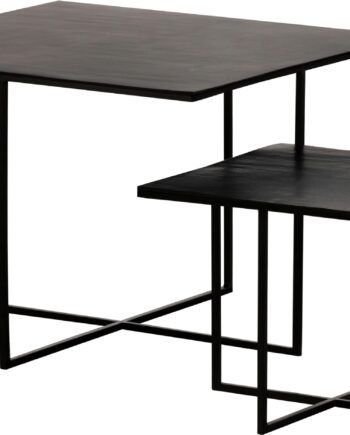 Sidebordssæt Woood Exclusive Olan Metal Småborde  Mørkebrun 71x71 44x44 Cm