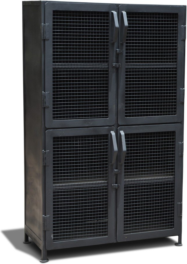 Skab Obuzi Factoria Industrial Sort Jern Opbevaringsskab H140xb85xd40 Cm