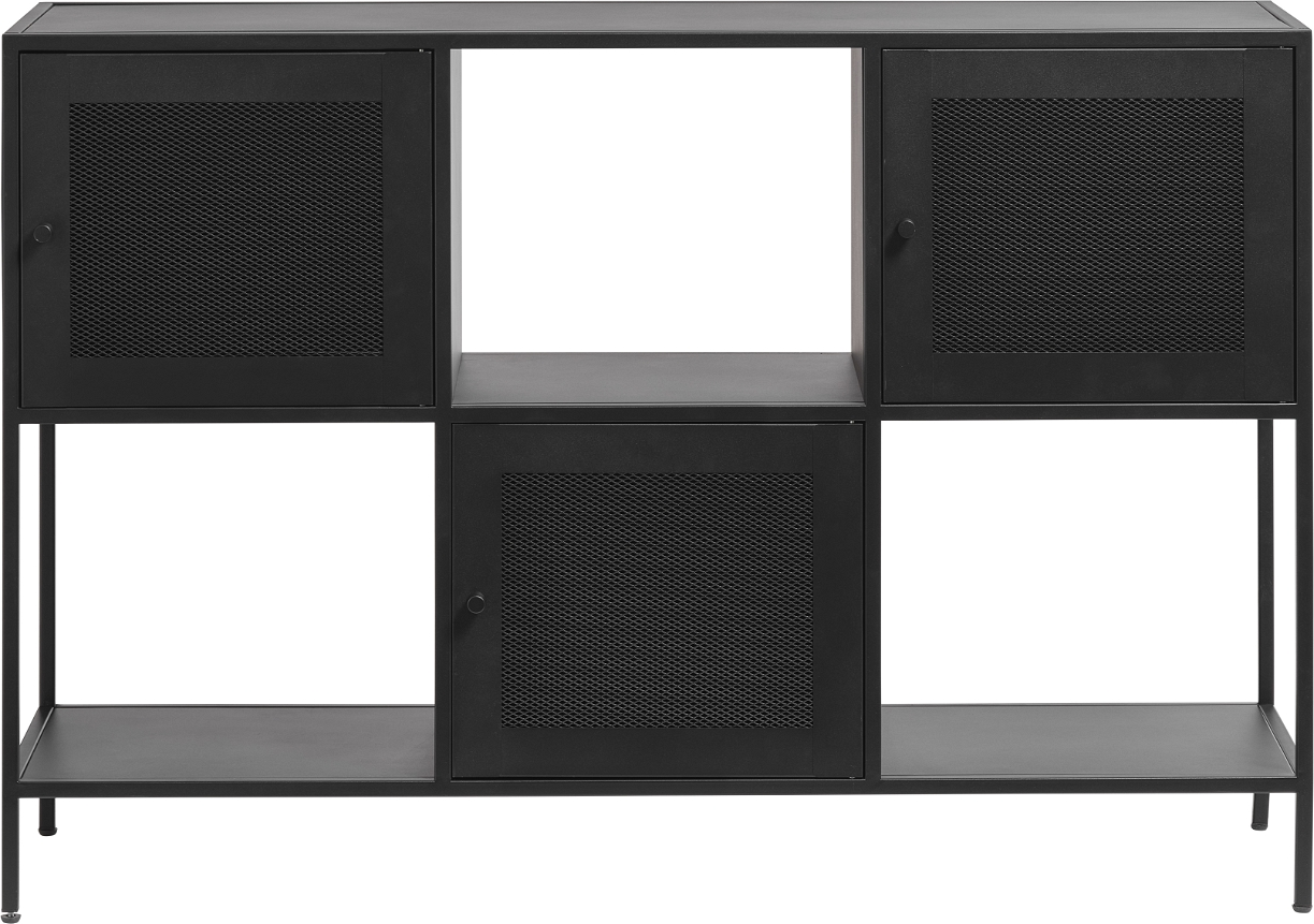 Skænk Buffet Nordique Design Malibu Sort Metal Døre B120xh81xd35 Cm Industrielt Design