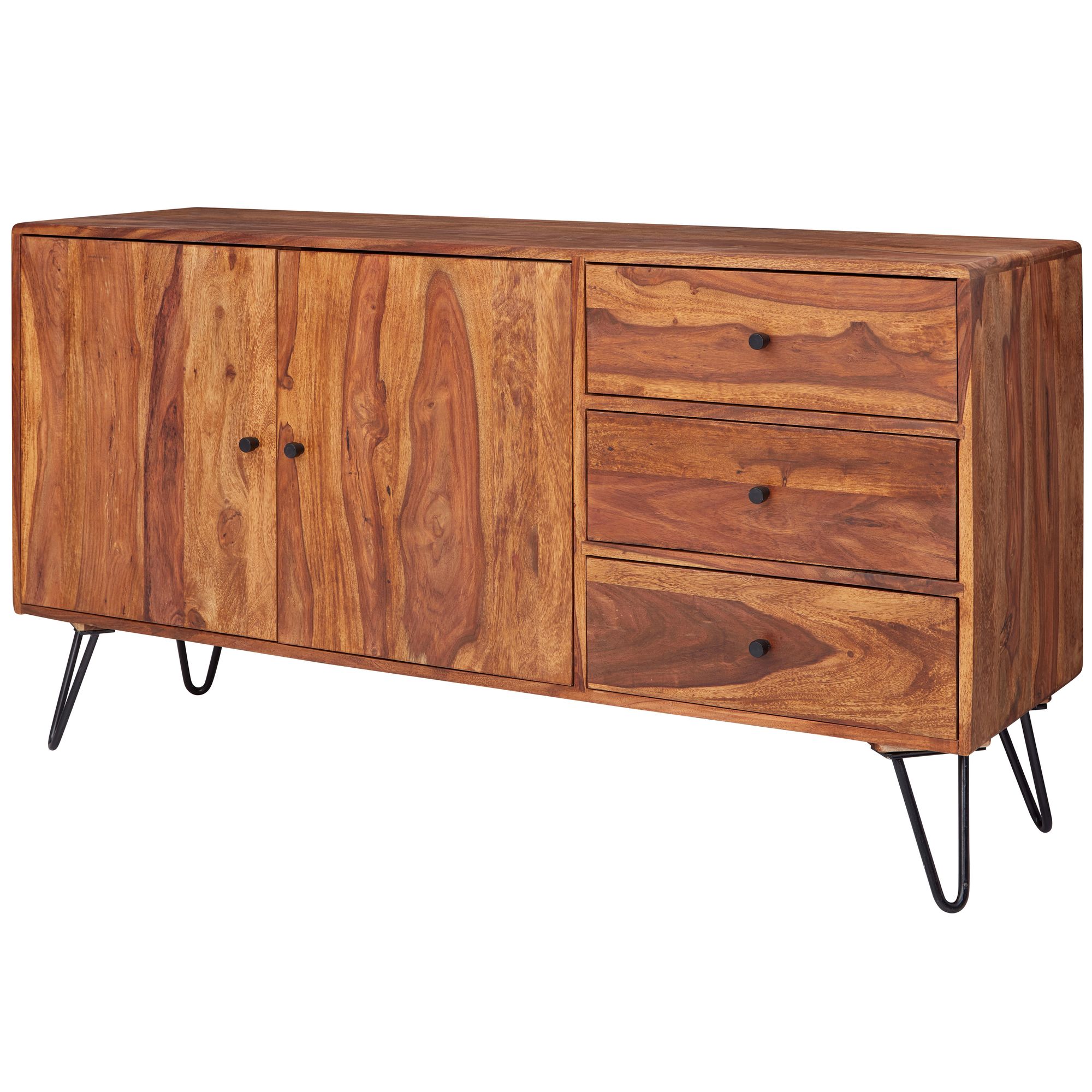 Skænk Massivt Sheeshamtræ 145x75x40 Cm Rustik Kommode