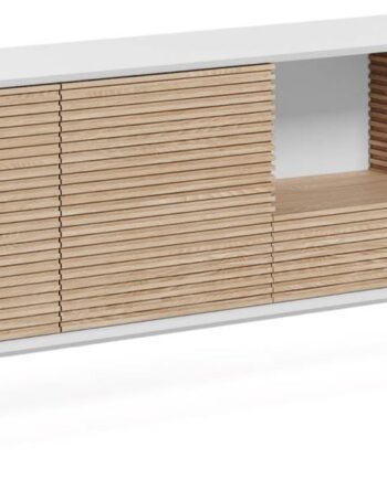 Skænk Marielle Kave Home H69xb207xd40 Cm   Moderne Nordisk Asketræ Hvid Med   Døre   Skuffe