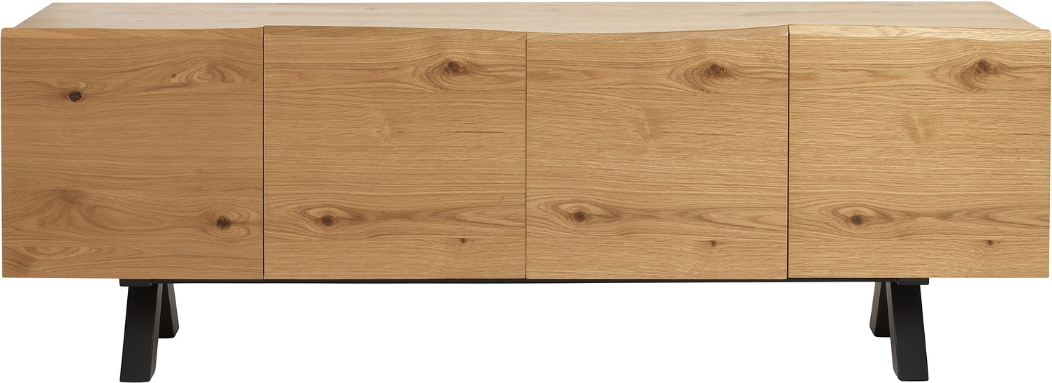 Skænk Sideboard Nordique Design Oliveto Massivt Egetræ Metal H73 B200 D47 Cm Natur Sort