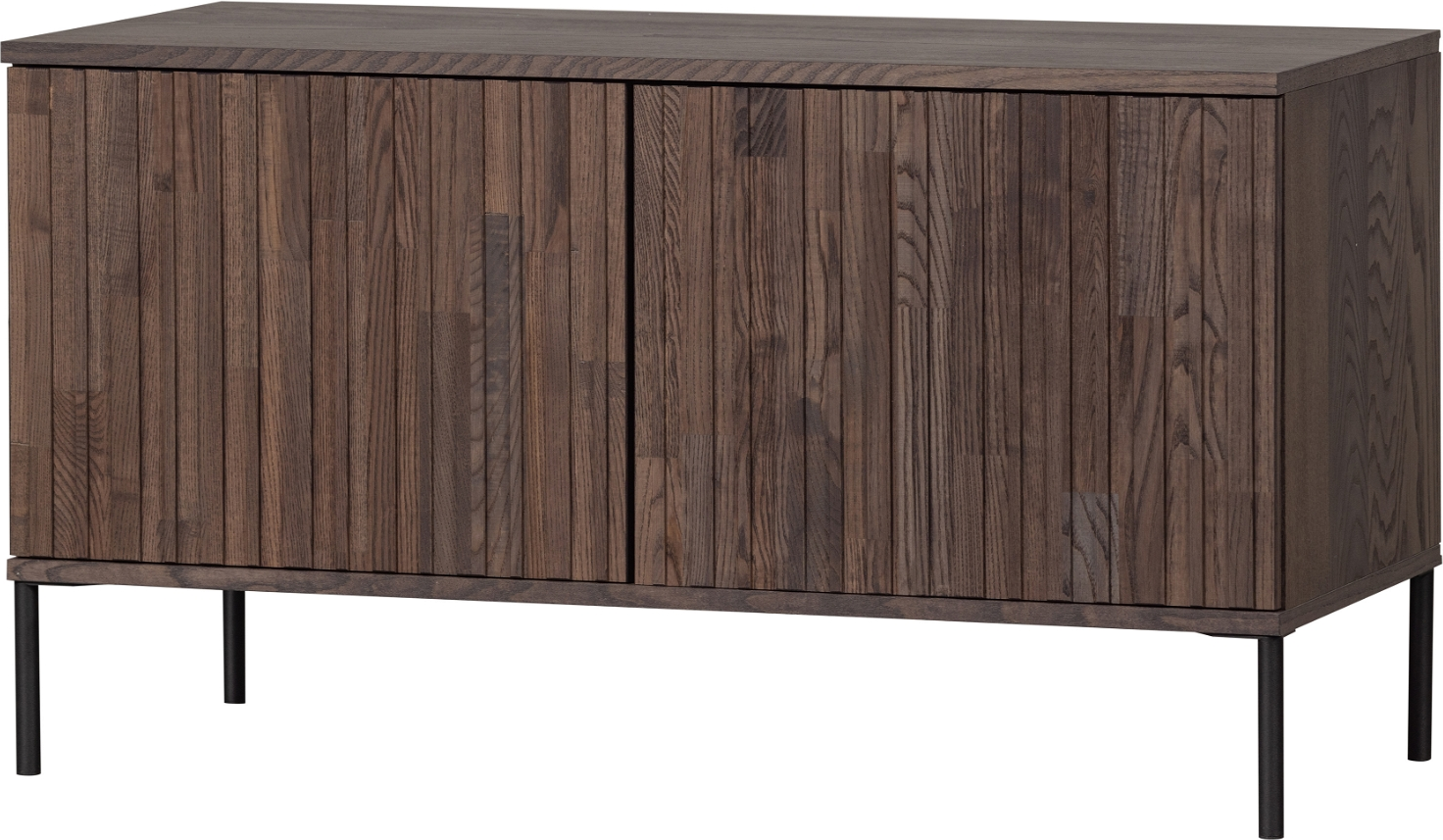Skænk Woood Exclusive New Gravure Brun Ask Med Lydløs Tryk-åbning Grafisk Overflade Sort Metalbase W100ã D44ã H56 Cm