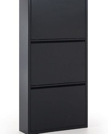 Skoreol Skohylde Kave Home Ode Sort Pulverlakeret Metal H103ã B50ã D15 Cm Med   Skuffer
