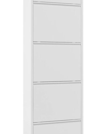 Skostativ Skoreol Kave Home Ode Hvid Pulverlakeret Stål Med   Hylder   H169xb50xd15 Cm