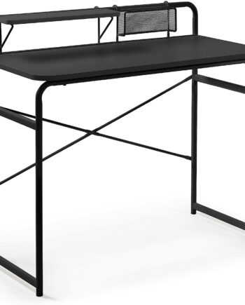 Skrivebord Kave Home Davina Sort Stål Med Opbevaringshylde L98xd46xh89 Cm