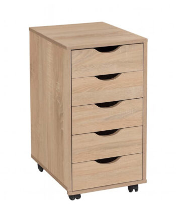 Skuffedarium Med   Skuffer Og Hjul  33   64   38 Cm  Naturfarvet