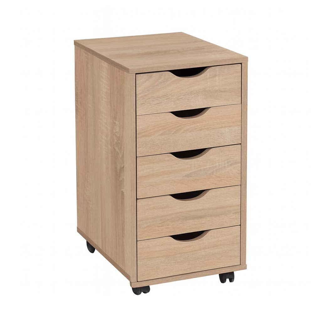 Skuffedarium Med Skuffer Og Hjul 33 64 38 Cm Naturfarvet