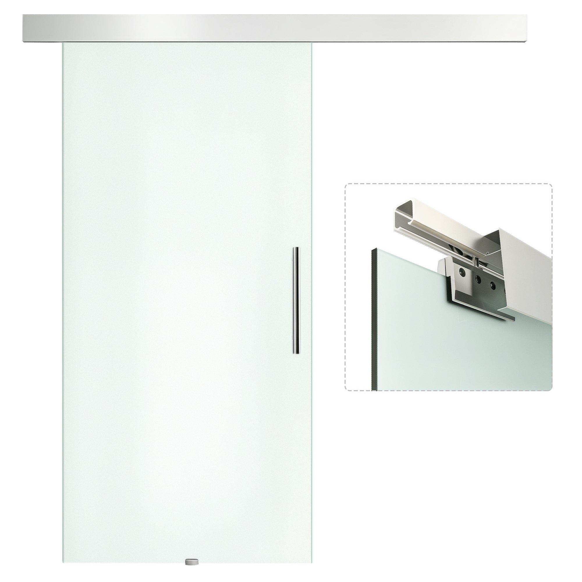 Skydedør Glas Med Håndtag Matteret På Den Ene Side 102 205 Cm