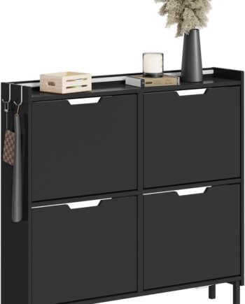 Smalt Skoskab Med Sensorlys   Sort Nordisk Design