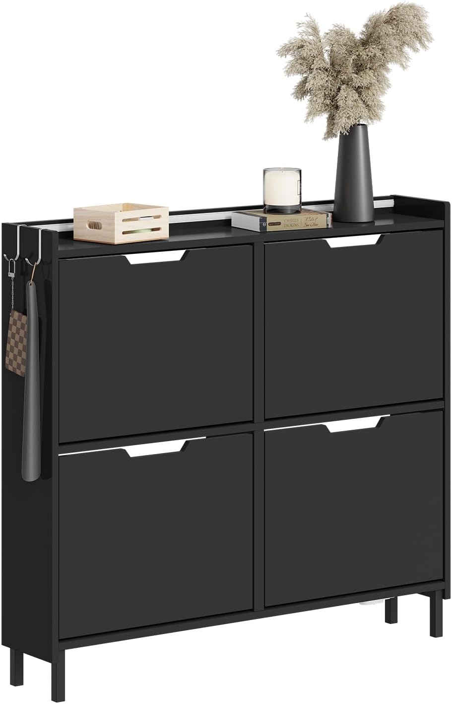 Smalt Skoskab Med Sensorlys Sort Nordisk Design