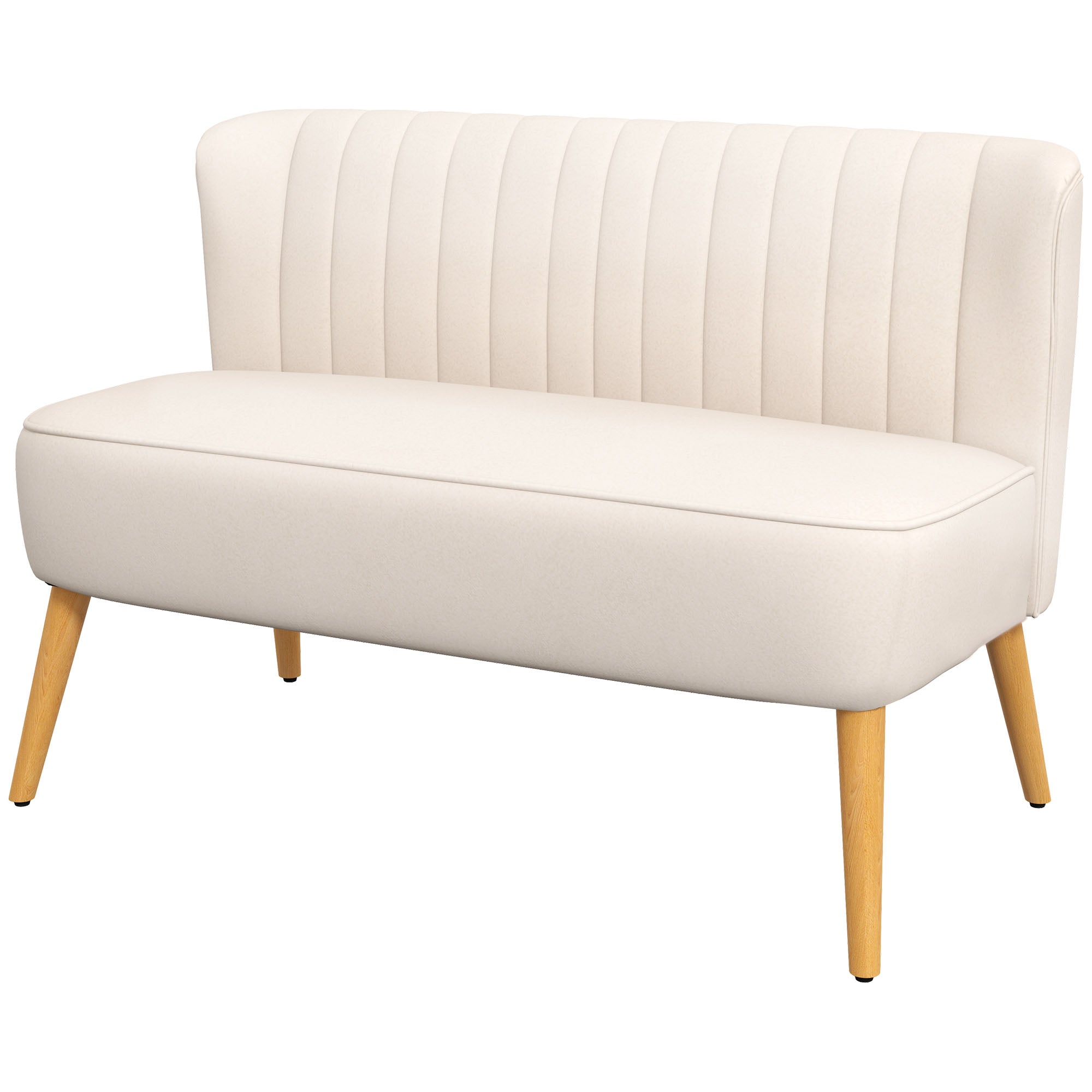 Sofa Retro Design -personers Sofa Træben 117 Cm 56 Cm 77 Cm Cremehvid
