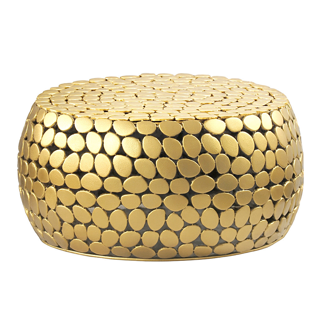 Sofabord Aluminium Guld Rundt 66x32 Cm Moderne Stuebord Metal Rundt Loungebord Håndlavet