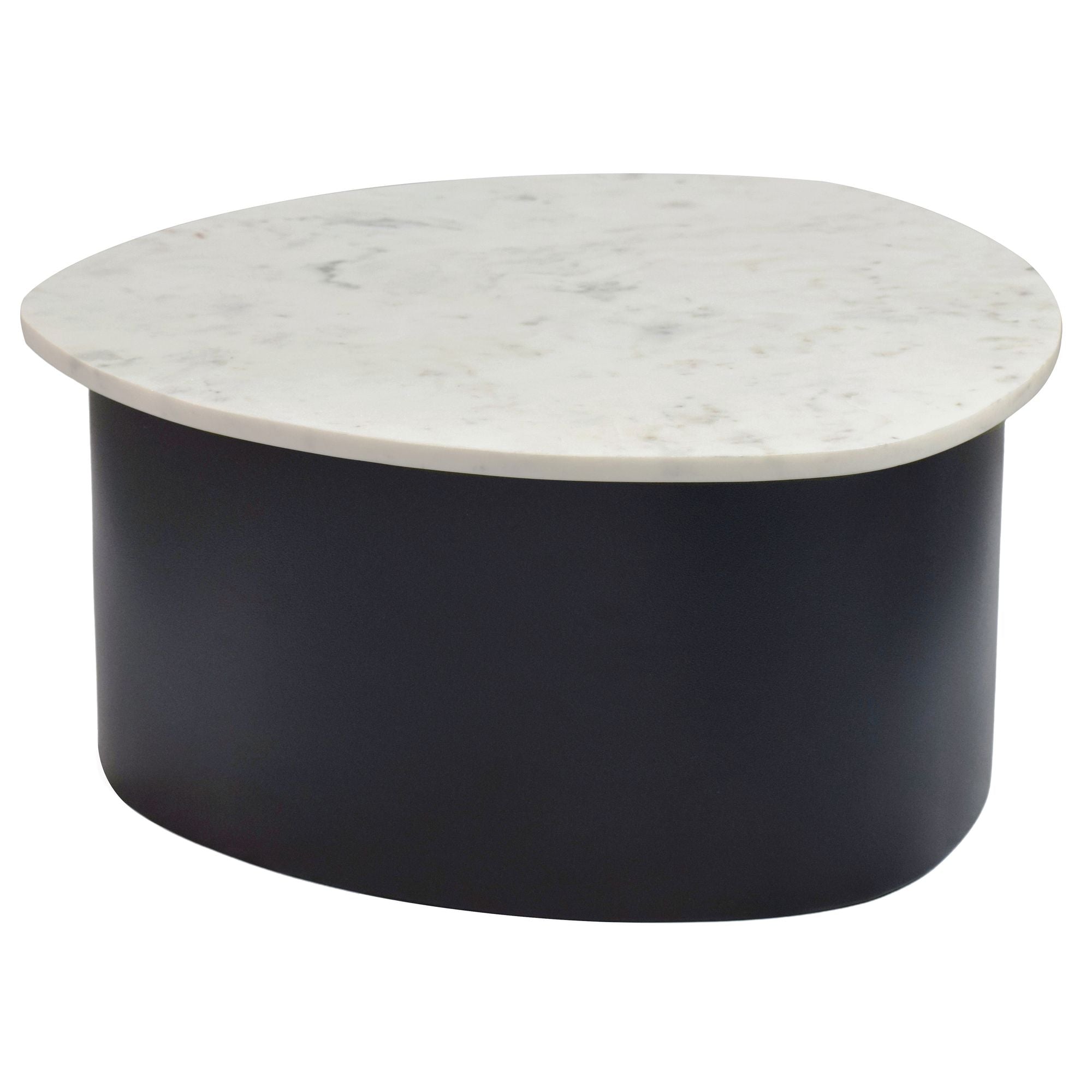 Sofabord 63 Cm Med Hvid Marmorbordplade Sort Aluminium Organisk Design