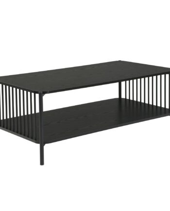 Sofabord   Egetræslook Med Hylde 110   60 Cm Sort Metalstel