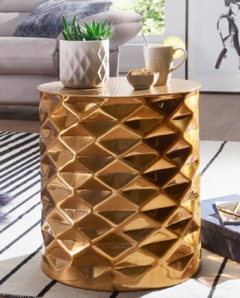Sofabord   Hamret Metal  Guld Farve