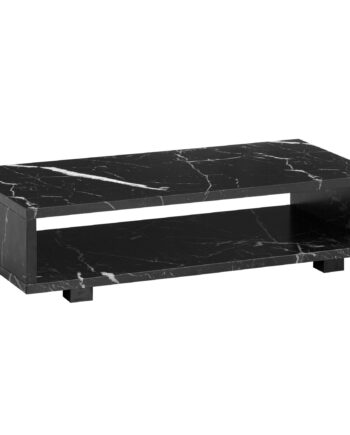 Sofabord   Sort Marmorlook Med Opbevaring 100   50 Cm