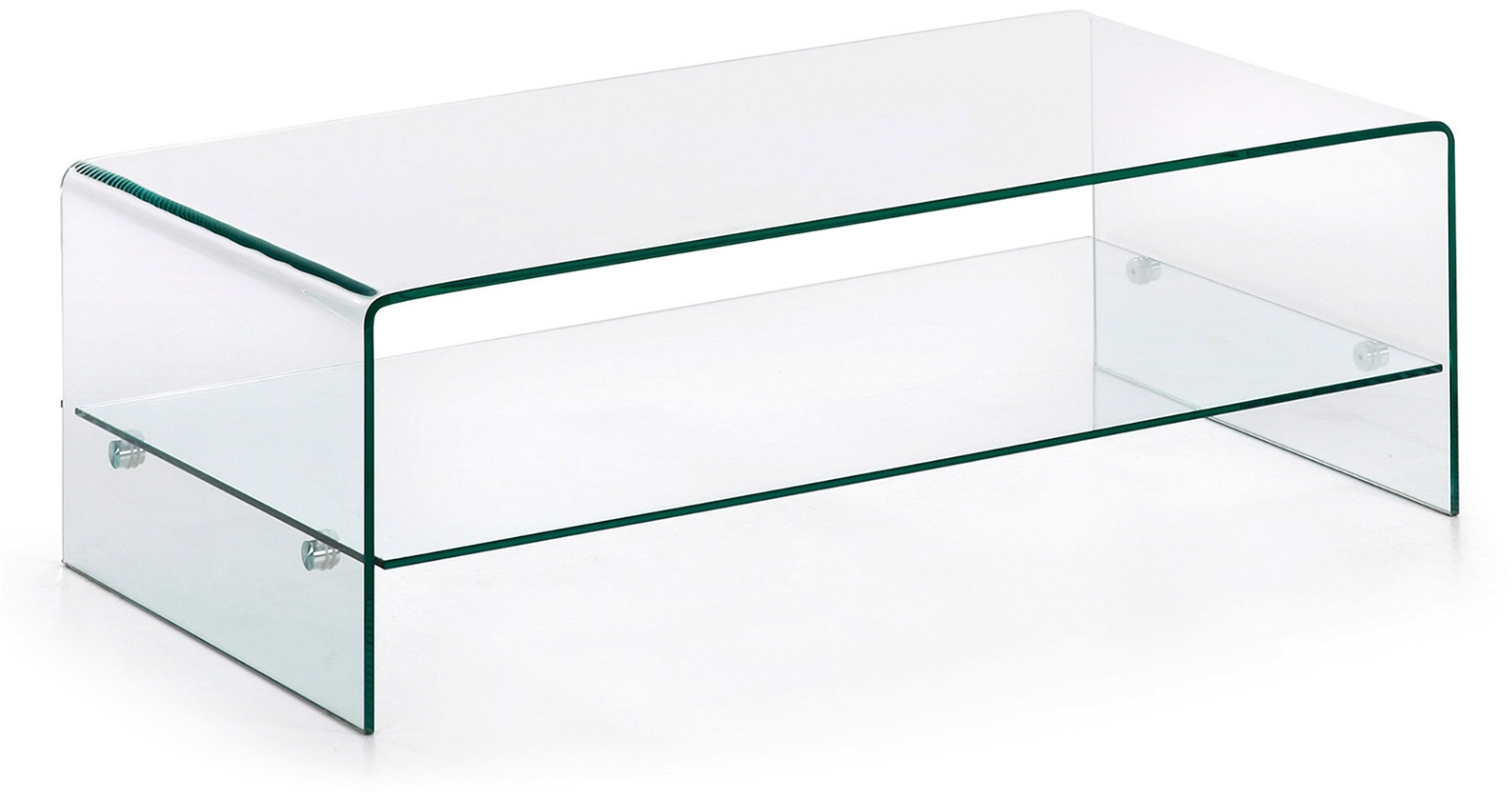 Sofabord Kaffebord Kave Home Burano Klar Hærdet Glas Med Underhylde 110 55 35 Cm