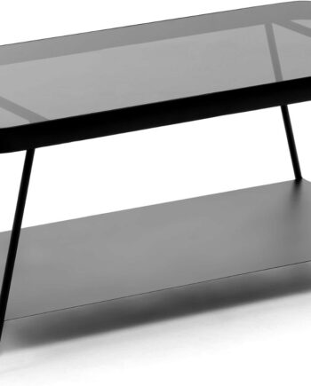 Sofabord Kaffebord Kave Home Duilia  -niveau Glas   Stål Sort H40xb45xl90 Cm