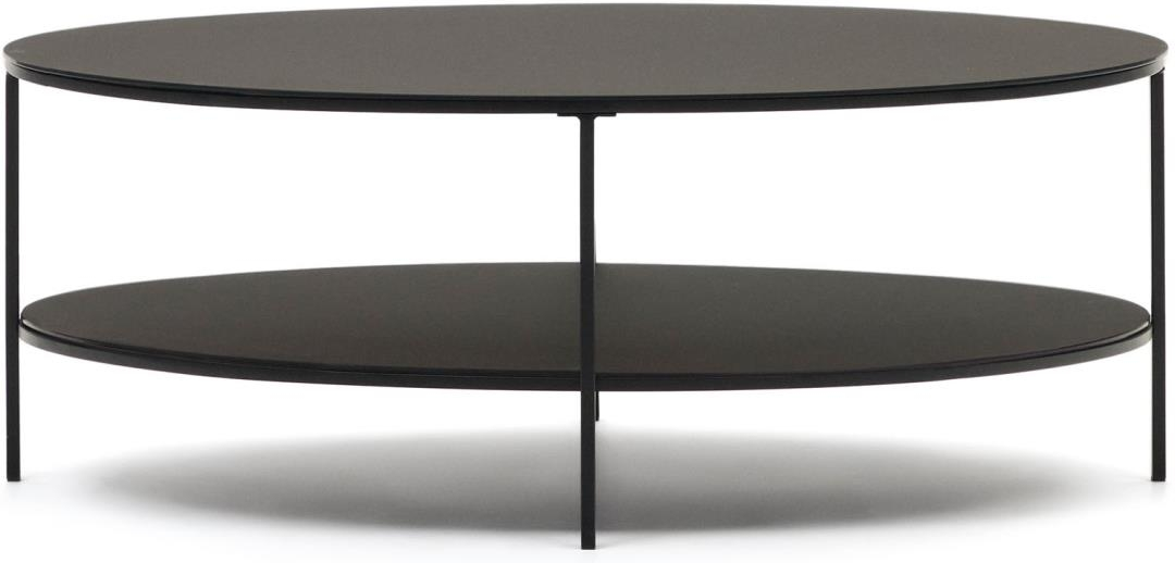 Sofabord Kaffebord Kave Home Fideia Sort Med Hærdet Glas Og Pulverlakeret Stål 110x65x42 Cm