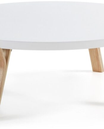Sofabord Kave Home Dilos Rund ø90   H32 Cm Hvid Natur Nordisk Moderne