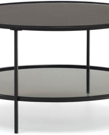 Sofabord Kave Home Gilda   Nordisk Moderne Kaffebord   Mat Sort Hærdet Glas   Stål 80x80x45 Cm