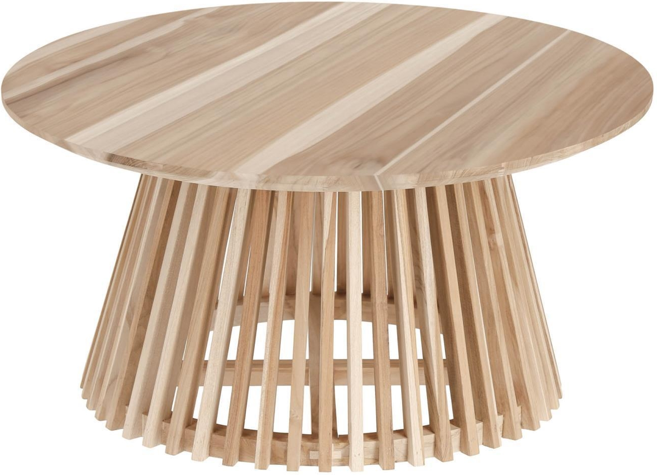 Sofabord Kave Home Jeanette Rundt Lakeret Massiv Teak ø80 Cm Rustikt Kolonialt Design